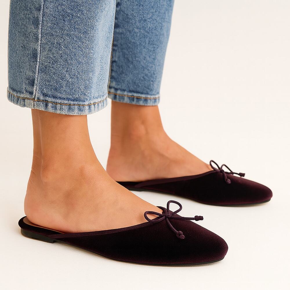 J. Jill SZ 9.5 Amanda Burgundy/Purple Velvet Ballet Slides NWOT